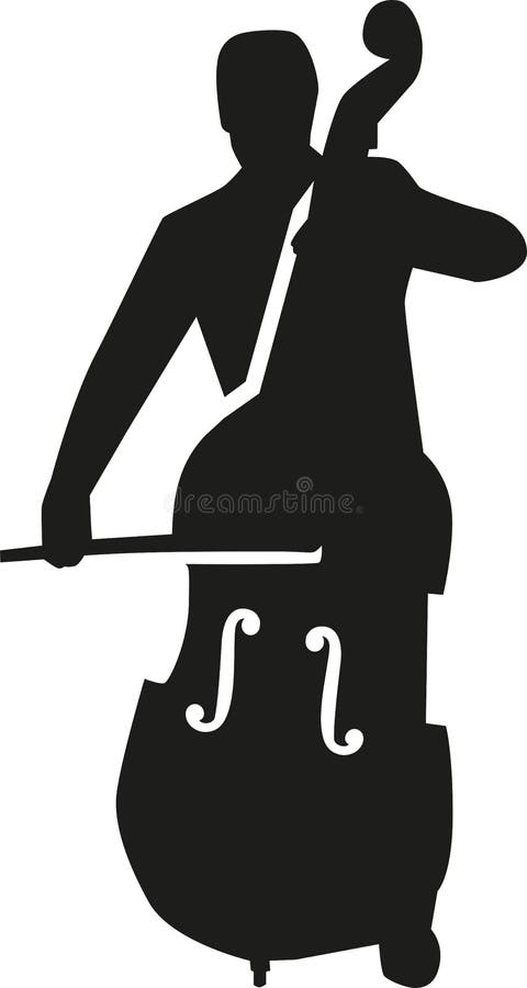 Contrabass player silhouette stock illustration
