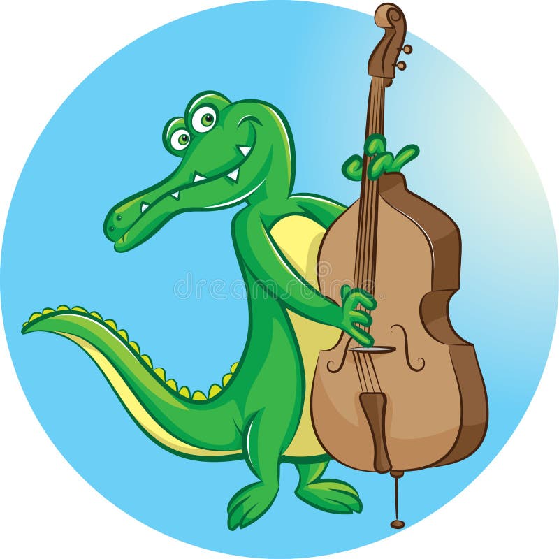 Contrabass player stock illustration
