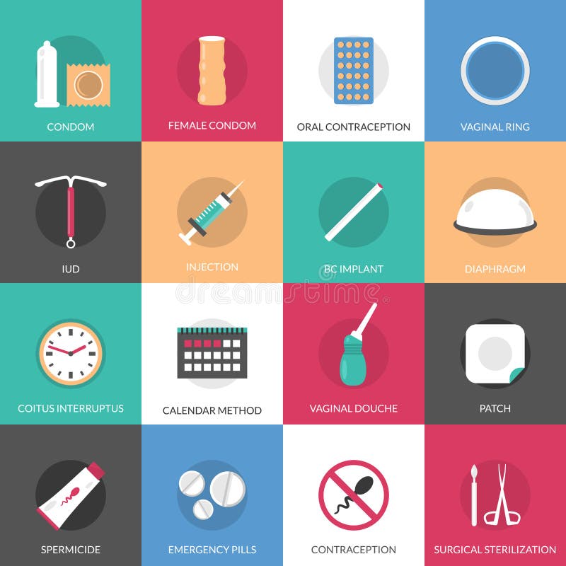 Contraception Methods Icons Set