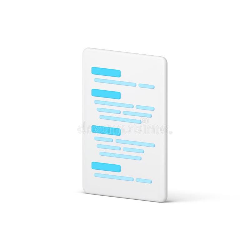 Contract agreement paper document text title sheet blank file list 3d icon realistic vector royalty free illustration