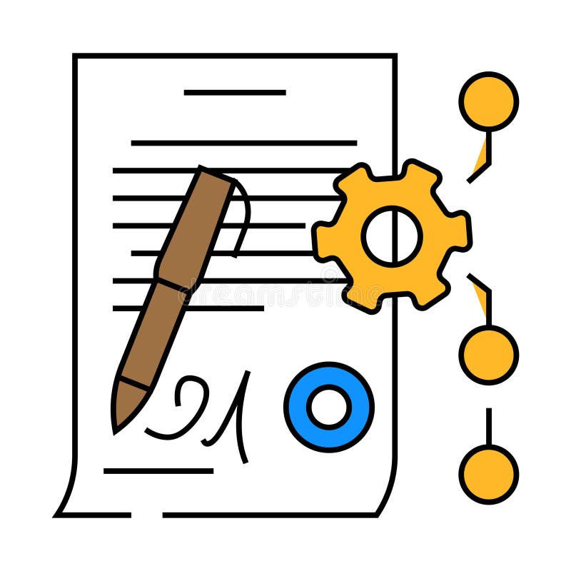 Contract management business process icon color illustration vector illustration