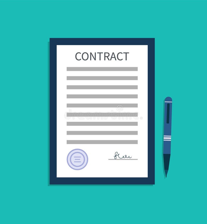 Contract met ondertekening. akte van overeenstemming. schrijfpapier is toestemming voor legale handel en verhuur. goedkeuring