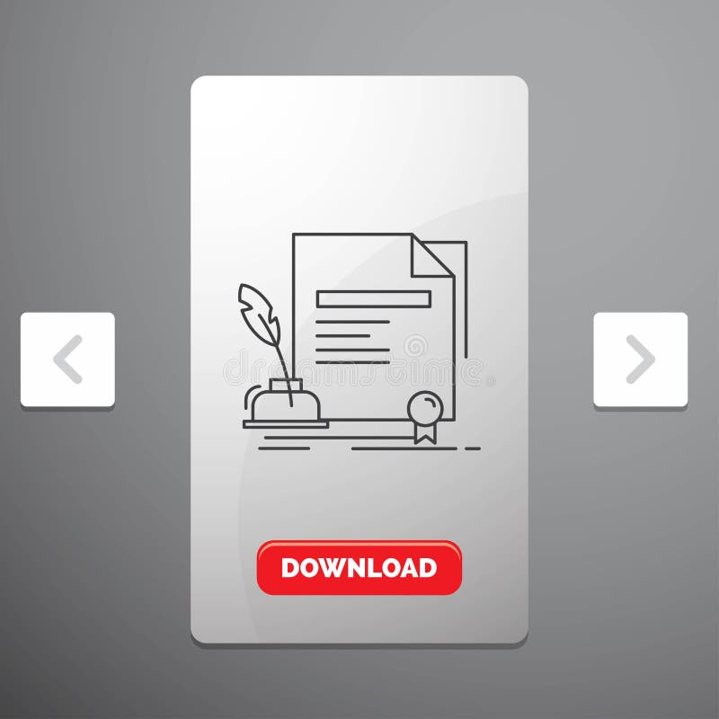 contract, paper, document, agreement, award Line Icon in Carousal Pagination Slider Design & Red Download Button royalty free illustration contract, paper, document, agreement, award Line Icon in Carousal Pagination Slider Design & Red Download Button royalty free illustration