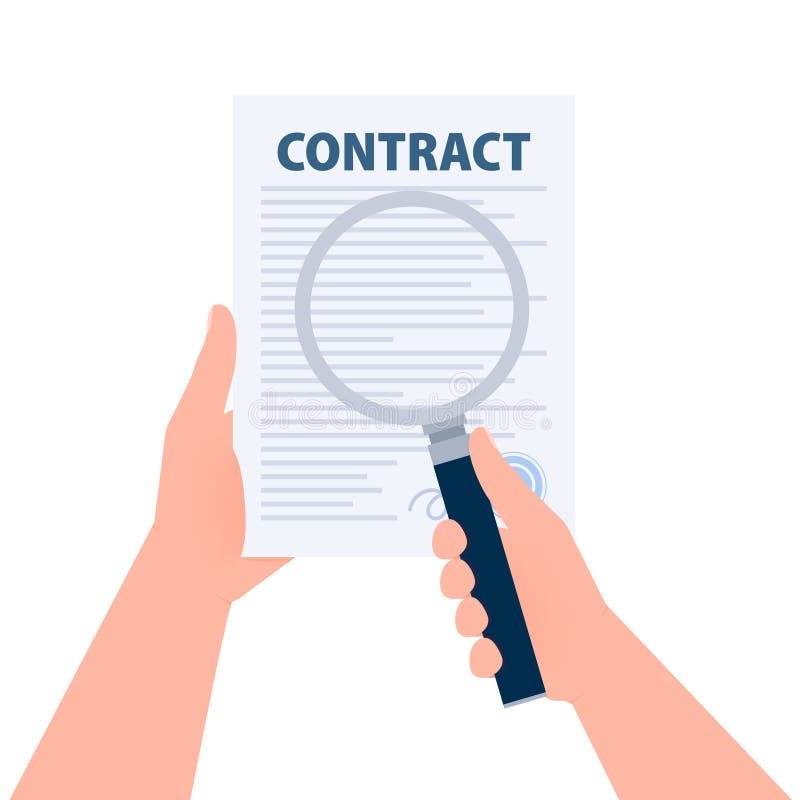 Contract review document form. Sign contract. Vector illustration. Memorandum understanding vectors