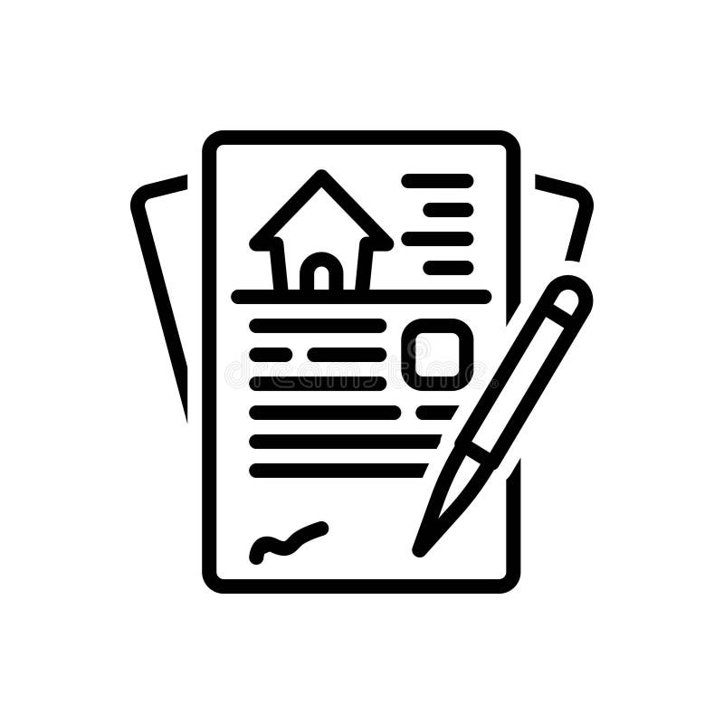 Black line icon for Contracts, deal and agreement