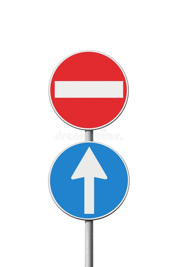 Contradiction - conceptual image with road signs. Contradiction - conceptual image with road signs