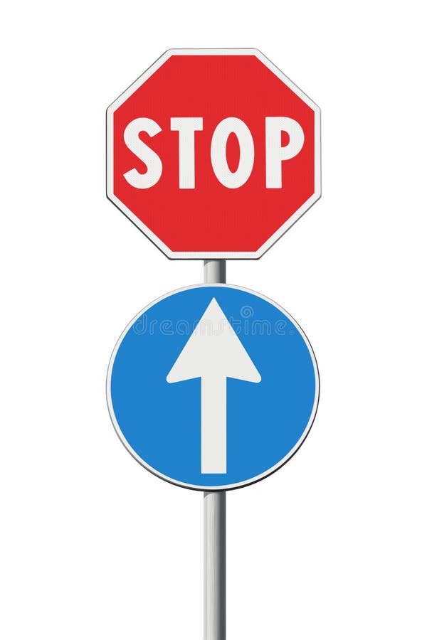 Contradiction concept with traffic signs - concept image