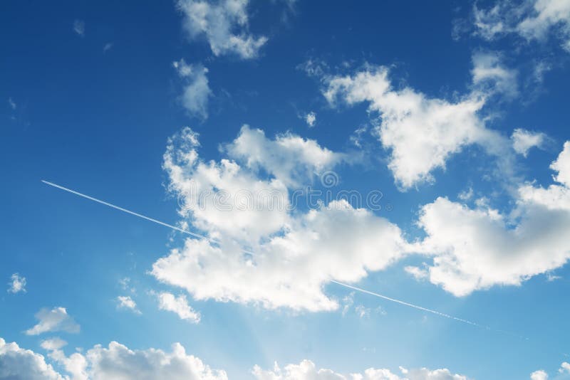 Contrails and clouds stock photo. Image of background - 54078274