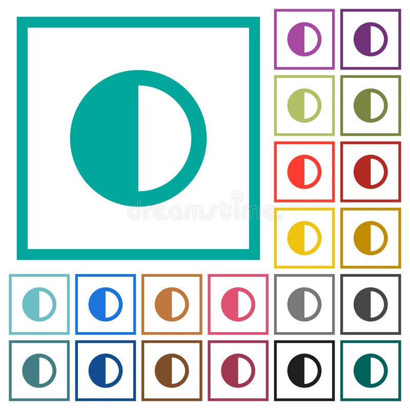 Contrast control flat color icons with quadrant frames royalty free illustration