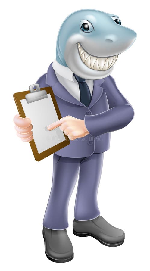 Contrat de requin d'homme d'affaires illustration stock Contrat de requin d'homme d'affaires illustration stock