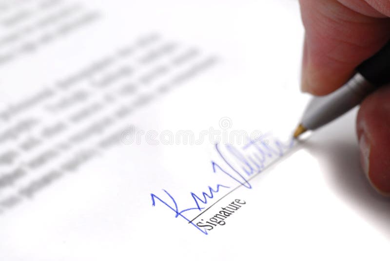 Contract with person signing name on signature line. Contract with person signing name on signature line