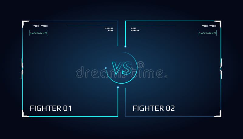 Contro progettazione di schermo Annuncio dell'due combattenti Neon futuristico blu CONTRO le lettere royalty illustrazione gratis