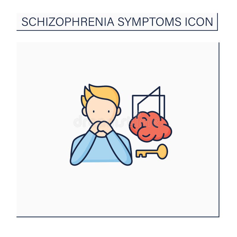 Control delusions color icon. Obsessive thoughts about controlling actions by strangers. Unable to recognize reality. Schizophrenia symptoms concept. Isolated vector illustration