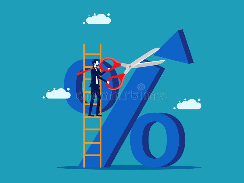 Control interest. The decrease in interest rates. financial concept vector illustration. Cost price decrease vectors