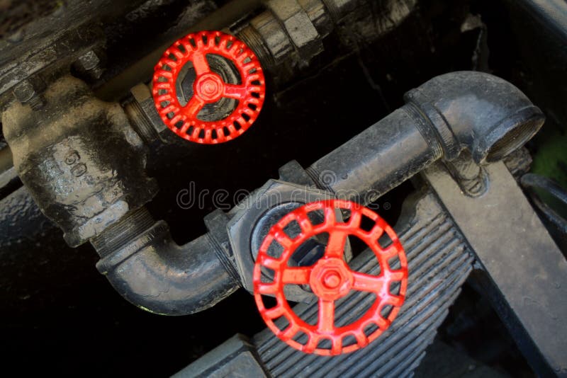 Control Knobs. In an old steam engine. Additional control knobs stock images, royalty-free photos and pictures