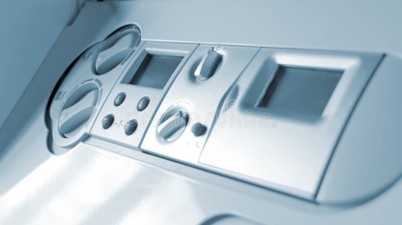 Control panel of gas boiler stock photography