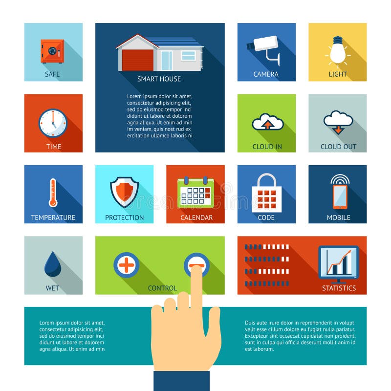 Control panel interface of smart home stock illustration