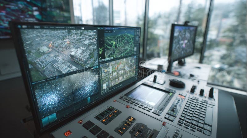 Control panel showing real time data of tile deployment and environmental conditions royalty free stock images