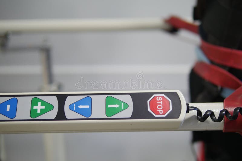 Control panel with stop and navigation buttons in use at facility royalty free stock image