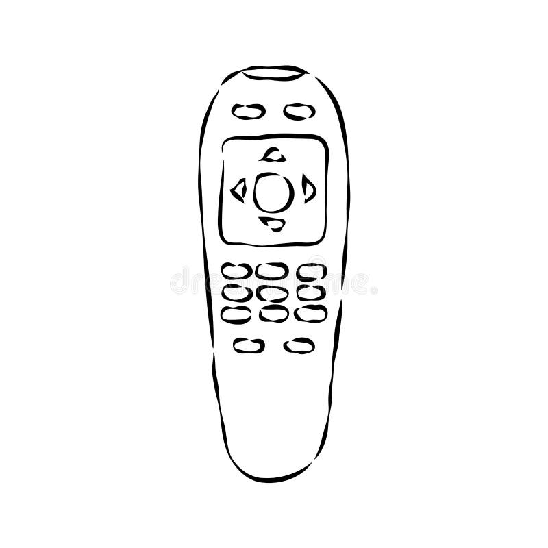 Control Remoto Manual. Panel Multimedia Con Botones De Dispositivo De Programa. Consola Inalámbrica. Boceto De Ele Ilustración del Vector - Ilustración de muestra, bosquejo: 216532755