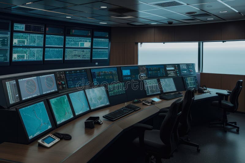 Control Room with Monitors Displaying Realtime Data from Oil Drilling
