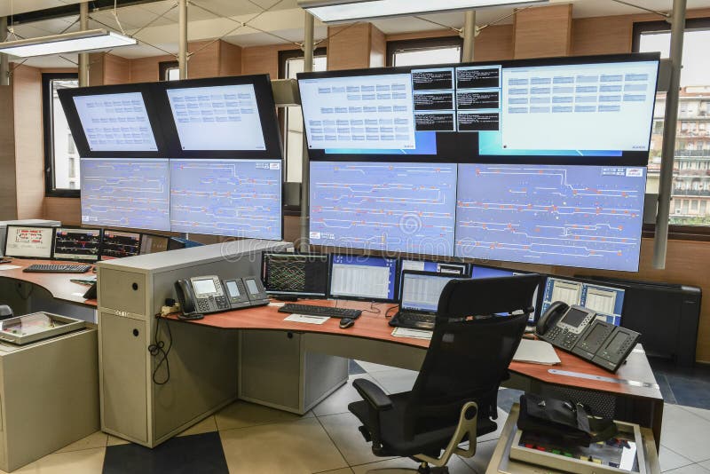 Control Room. Official opening of the new control room for the subways of Milan. At the headquarters of the ATM, on november 15, 2013, Milano - ITALY stock photography Control Room. Official opening of the new control room for the subways of Milan. At the headquarters of the ATM, on november 15, 2013, Milano - ITALY stock photography