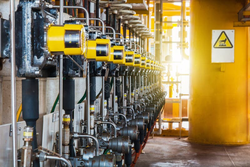 Control valve in oil and gas process stock images