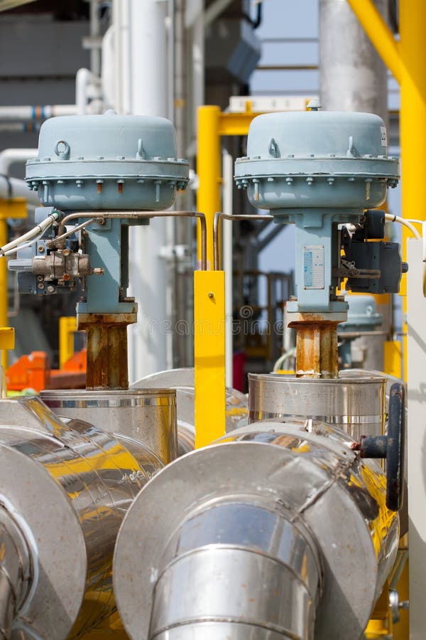 Control valve or pressure regulator in oil and gas process royalty free stock image