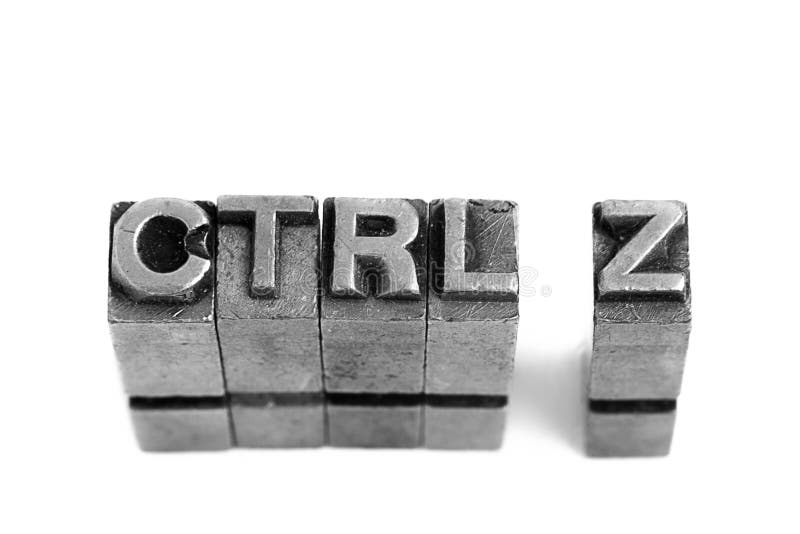 Control Z, Undo Sign, Antique Metal Letter Type Stock Photo Image of