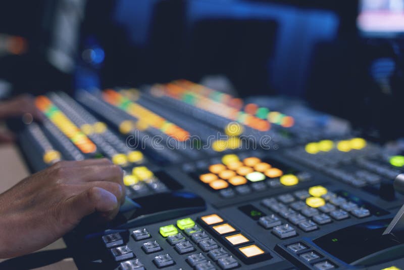 Video switch of Television Broadcast, working with video and audio mixer royalty free stock photos