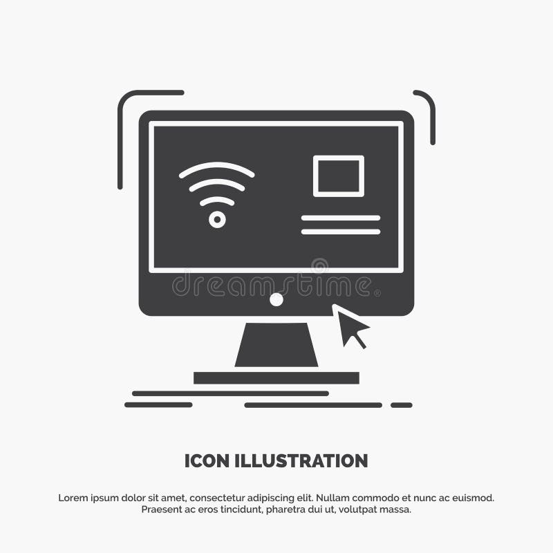 Controllo, computer, monitor, icona a distanza e astuta simbolo grigio di vettore di glifo per UI e UX, sito Web o applicazione m illustrazione vettoriale Controllo, computer, monitor, icona a distanza e astuta simbolo grigio di vettore di glifo per UI e UX, sito Web o applicazione m illustrazione vettoriale