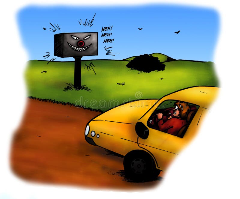 Controllo spaventoso di velocità del radar (2008) illustrazione di stock Controllo spaventoso di velocità del radar (2008) illustrazione di stock