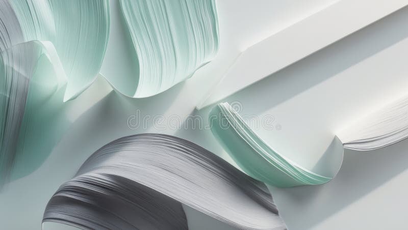 Contururile netede de creion cu mentă și gri creează un design elegant, cu texturi abstracte și culori armonioase într-un stock image