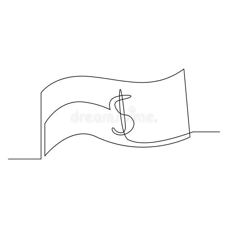 Contínua nota de um dólar de linha Ilustração vetorial ilustração royalty free Contínua nota de um dólar de linha Ilustração vetorial ilustração royalty free