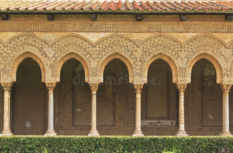 Chiostro di Monreale fotografia stock