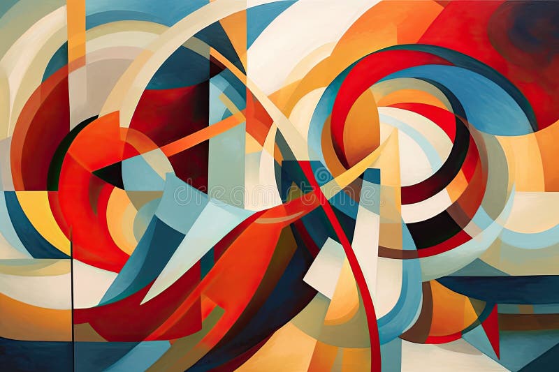 Convergence of abstract shapes and lines, intertwining to form a dynamic and captivating visual composition vector illustration