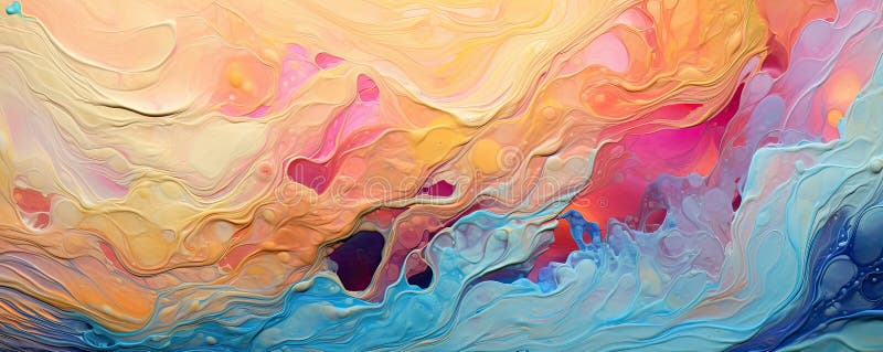 Convergence of abstract waves and swirling currents, creating a mesmerizing and fluid abstract composition panorama stock illustration
