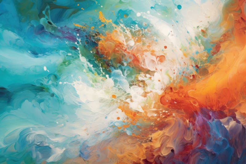 Convergence of vibrant brushstrokes and abstract swirls, creating a dynamic and expressive abstract composition vector illustration