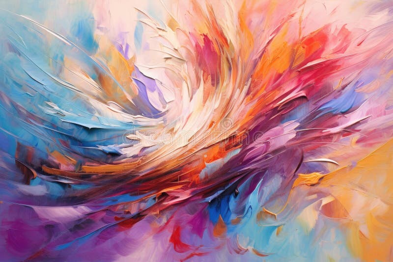 Convergence of vibrant brushstrokes and abstract swirls, forming a dynamic and captivating abstract composition vector illustration