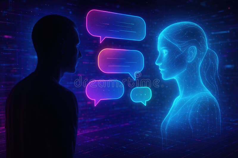 Conversación de chat de red de comunicación digital ai ilustración del vector