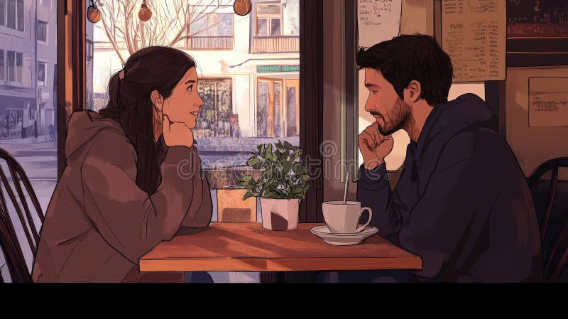 Conversation Cafe Couple illustration stock