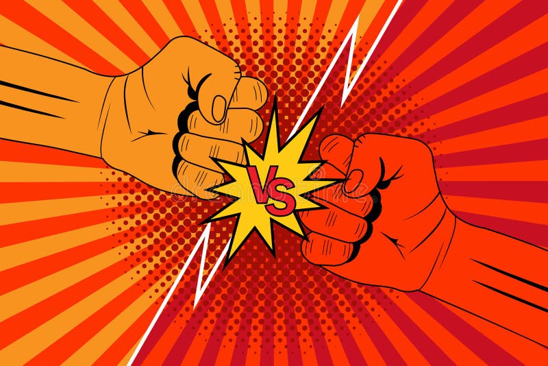 Conversazione contro rivalità prima rivalità vettoriale pugile che puzza o si scontra per una battaglia di disaccordo