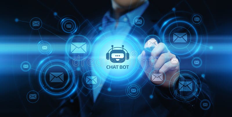 Converse o conceito de conversa em linha da tecnologia do Internet do negócio de uma comunicação do robô do bot ilustração stock Converse o conceito de conversa em linha da tecnologia do Internet do negócio de uma comunicação do robô do bot ilustração stock