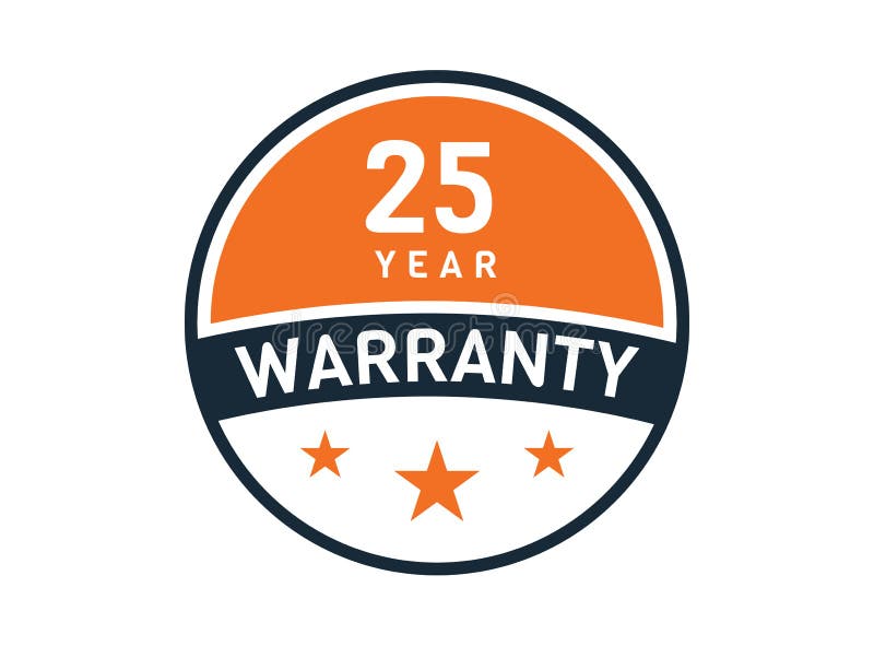 25 Year Warranty, 25 Years Warranty Badge Stock Vector Illustration