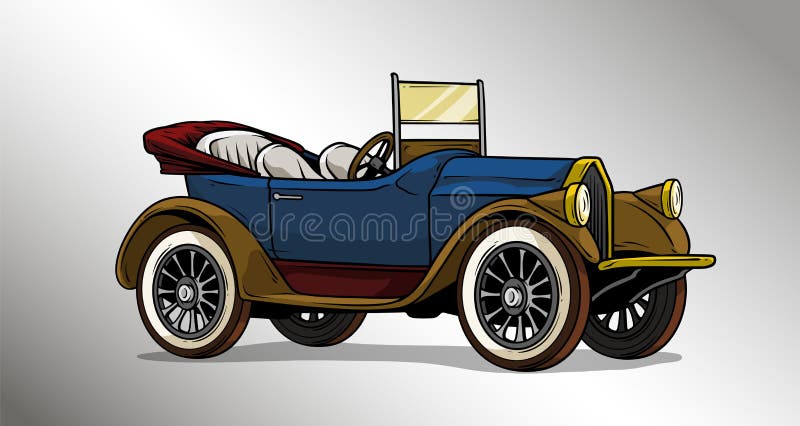 Convertibele auto van de beeldverhaal retro uitstekende luxe stock illustratie Convertibele auto van de beeldverhaal retro uitstekende luxe stock illustratie