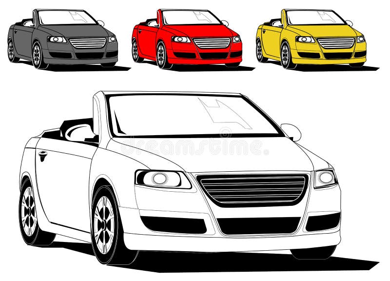 Yellow Convertible Sports Car Stock Vector Illustration of american