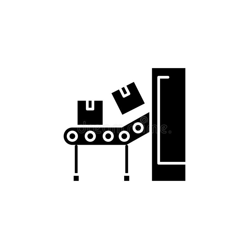 Conveyor Belt Black Icon Concept. Conveyor Belt Flat Vector Symbol