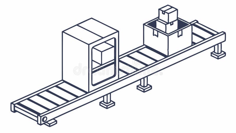 Conveyor belt with boxes, industrial logistics, efficient delivery, vector design Generative AI stock illustration