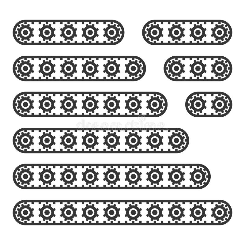 Conveyor Belt Line Set on White Background. Vector Stock Vector