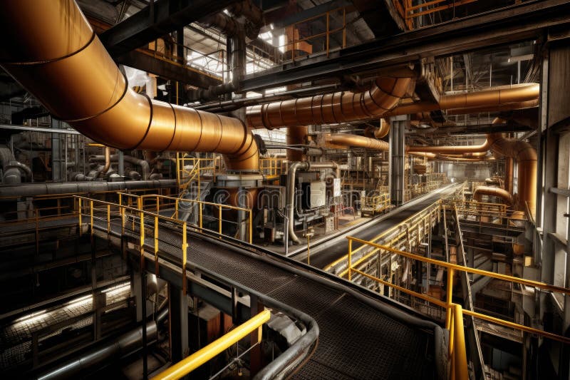 Conveyor Belt System in a Manufacturing Plant Stock Photo Image of